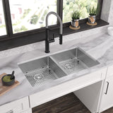 Elkay Crosstown 33" Dual Mount Stainless Steel ADA Kitchen Sink Kit, 50/50 Double Bowl, Polished Satin, No Faucet Hole, ECTSRAD33226TBG0