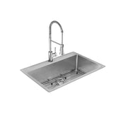 Elkay Crosstown 33" Dual Mount Stainless Steel Kitchen Sink Kit with Faucet, Polished Satin, 1 Faucet Hole, ECTSRS33229TFC