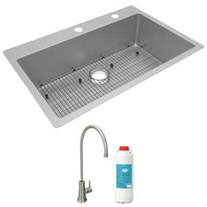 Alternate Image for Elkay Crosstown 33" Dual Mount Stainless Steel Kitchen Sink Kit with Faucet, Custom Faucet Holes, ECTSRS33229TFGB