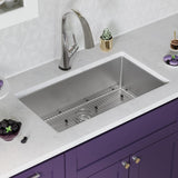 Elkay Crosstown 33" Dual Mount Stainless Steel Kitchen Sink Kit with Faucet, Single Bowl 18 Gauge, ECTSRS33229TFLC