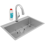 Elkay Crosstown 33" Dual Mount Stainless Steel Kitchen Sink Kit with Faucet, Single Bowl 18 Gauge, ECTSRS33229TFLC