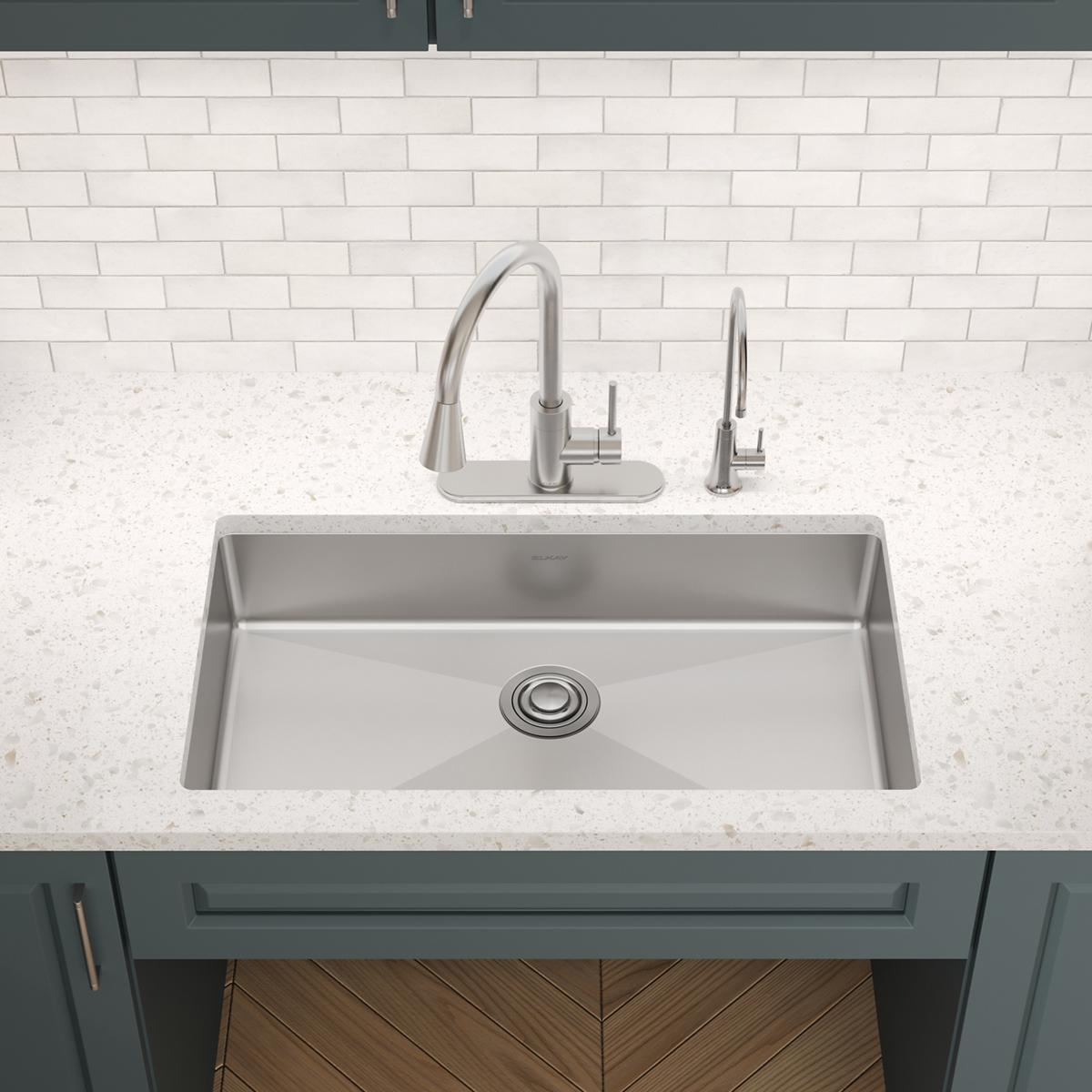 Elkay Crosstown 33" Dual Mount Stainless Steel ADA Kitchen Sink, Polished Satin, 2 Faucet Holes, ECTSRSAD3322602