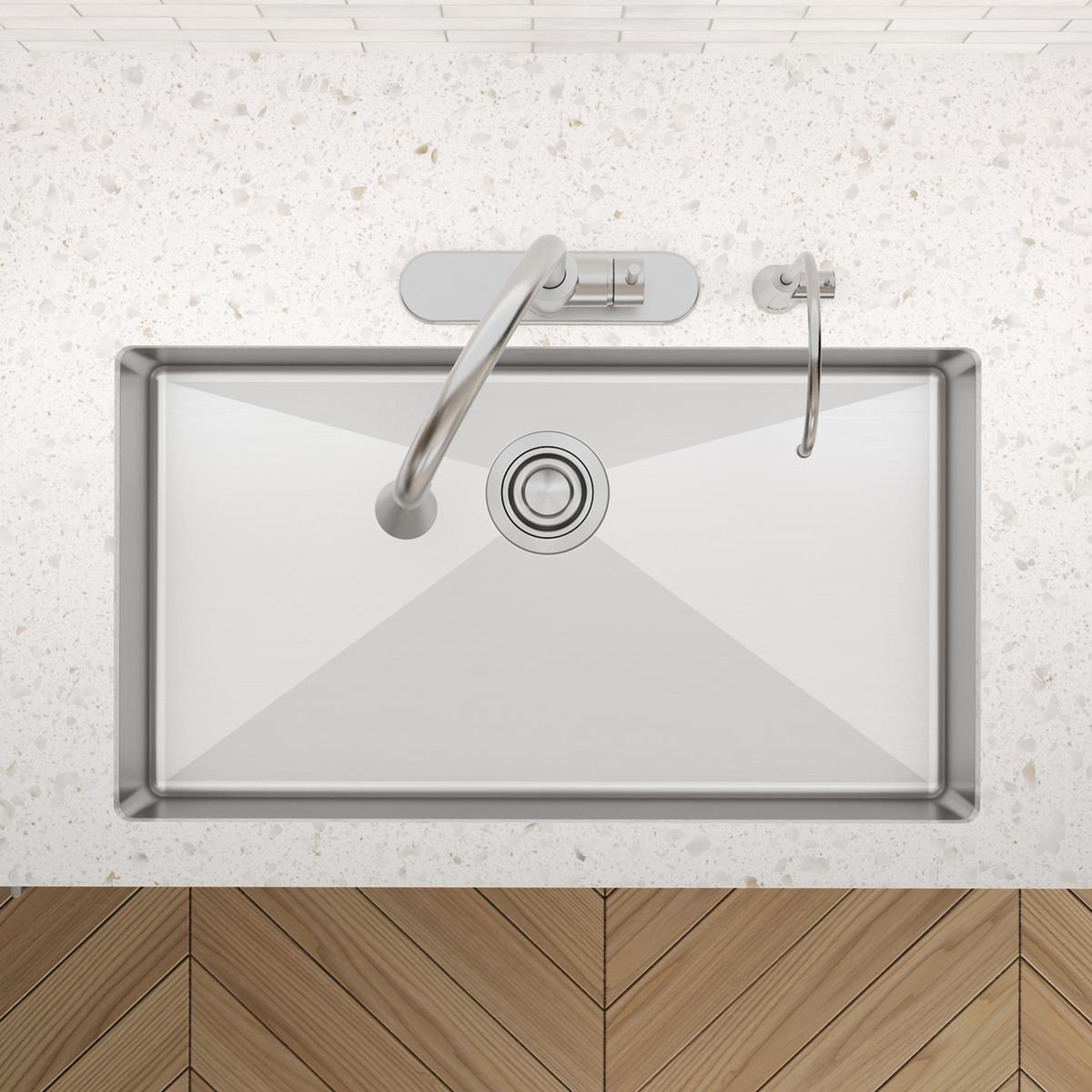 Elkay Crosstown 33" Dual Mount Stainless Steel ADA Kitchen Sink, Polished Satin, 2 Faucet Holes, ECTSRSAD3322602