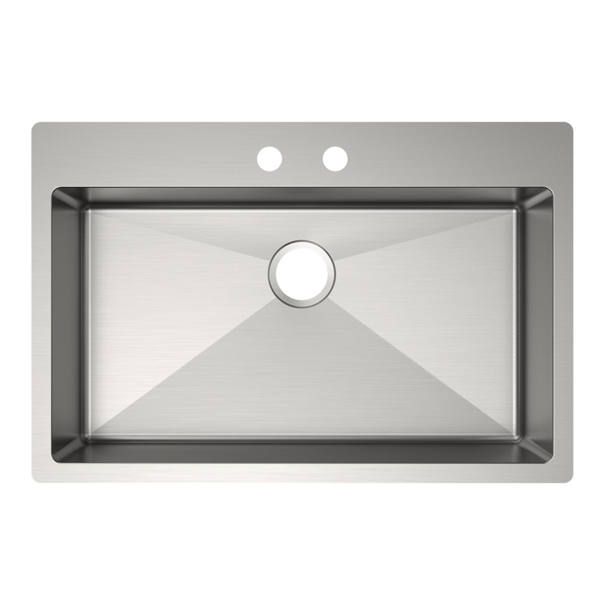 Elkay Crosstown 33" Dual Mount Stainless Steel ADA Kitchen Sink, Polished Satin, 2 Faucet Holes, ECTSRSAD3322602