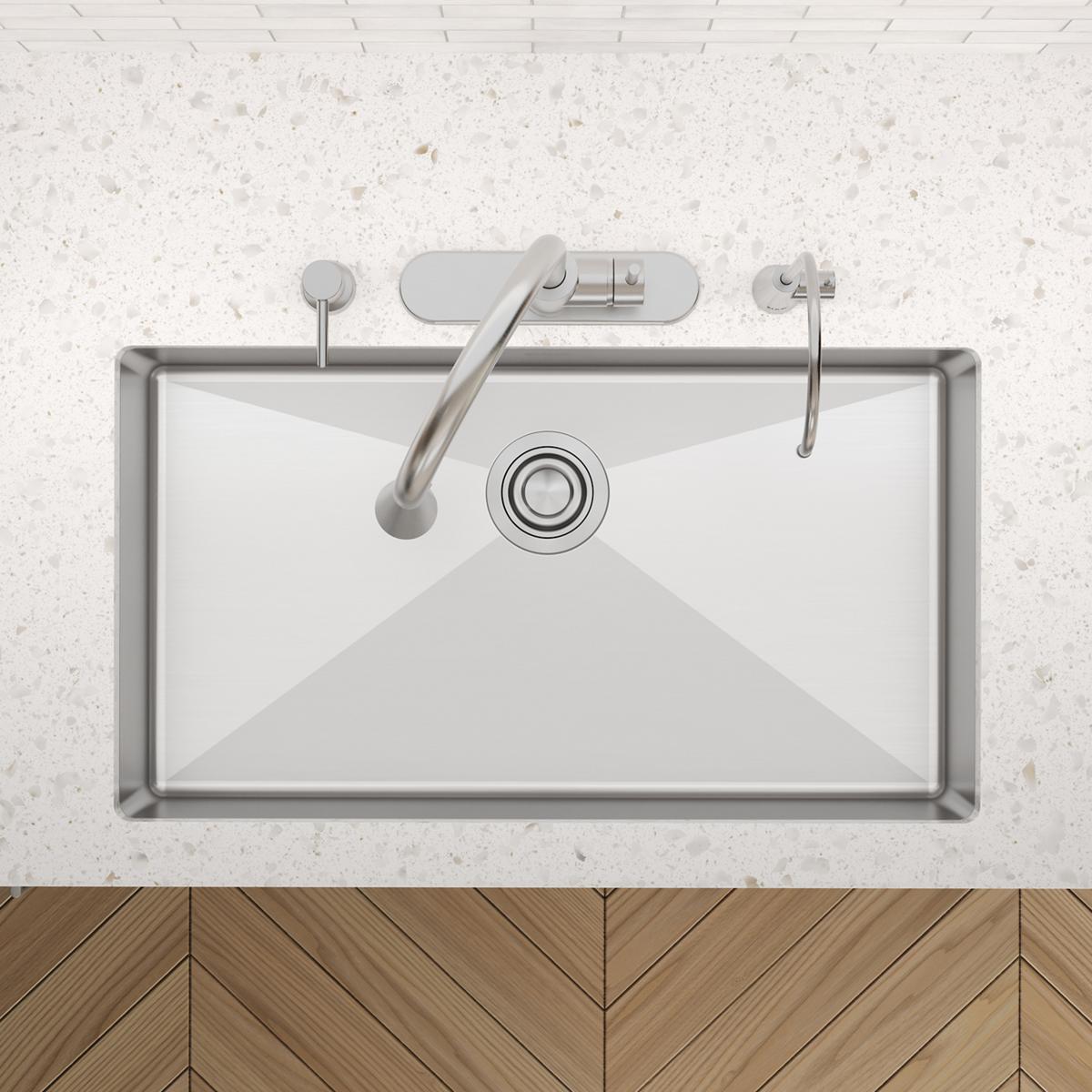Elkay Crosstown 33" Dual Mount Stainless Steel ADA Kitchen Sink, Polished Satin, 3 Faucet Holes, ECTSRSAD3322603