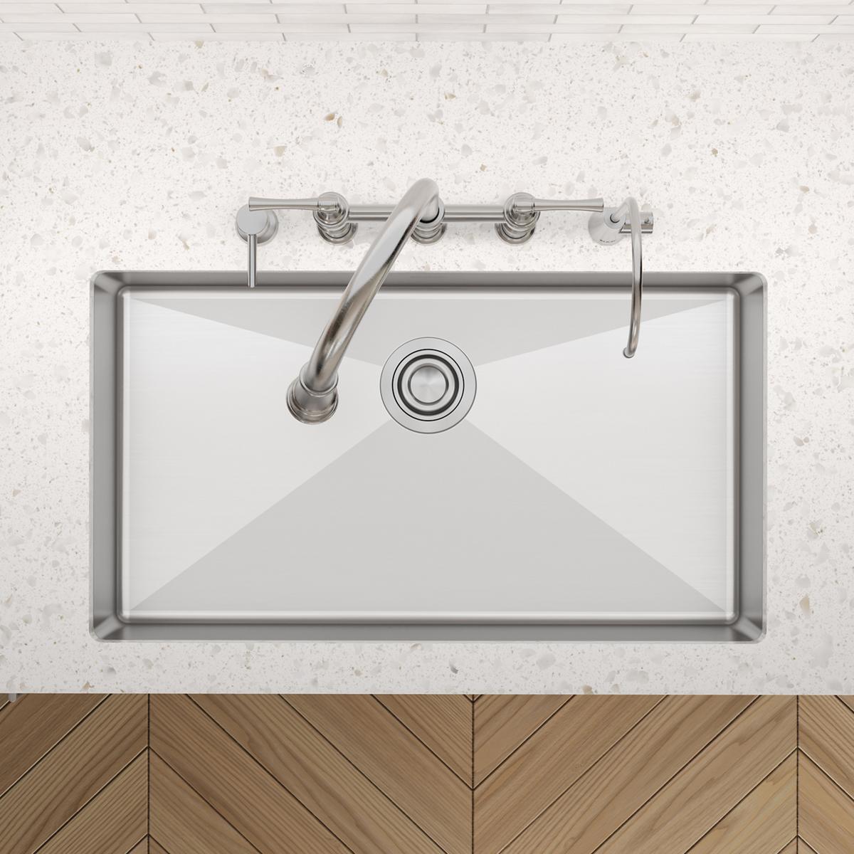 Elkay Crosstown 33" Dual Mount Stainless Steel ADA Kitchen Sink, Polished Satin, 5 Faucet Holes, ECTSRSAD3322605