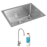 Elkay Crosstown 24" Undermount Stainless Steel Kitchen Sink Kit with Faucet, 16 Gauge, EFRU211510TFG