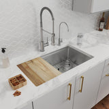 Elkay Crosstown 32" Undermount Stainless Steel Workstation Kitchen Sink Kit with Faucet and Accessories, 16 Gauge, EFRU30169RTFGW