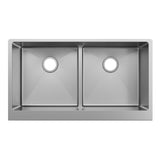 Elkay Crosstown 36" Stainless Steel Farmhouse Sink, 50/50 with Aqua Divide Double Bowl, Polished Satin, 16 Gauge, EFRUFFA3417