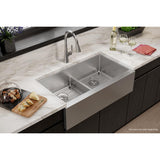 Elkay Crosstown 36" Stainless Steel Farmhouse Sink, 50/50 with Aqua Divide Double Bowl, Polished Satin, 16 Gauge, EFRUFFA3417