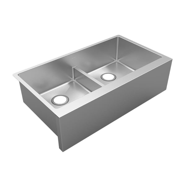 Elkay Crosstown 36" Stainless Steel Farmhouse Sink, 50/50 with Aqua Divide Double Bowl, Polished Satin, 16 Gauge, EFRUFFA3417