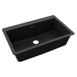 Alternate Image for Elkay Quartz Classic 33" Drop In/Topmount Quartz Kitchen Sink, Black, 5 Pre-scored Faucet Holes, ELGR13322BK0