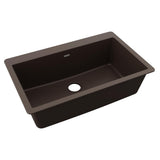 Elkay Quartz Classic 33" Drop In/Topmount Quartz Kitchen Sink, Mocha, 5 Pre-scored Faucet Holes, ELGR13322MC0