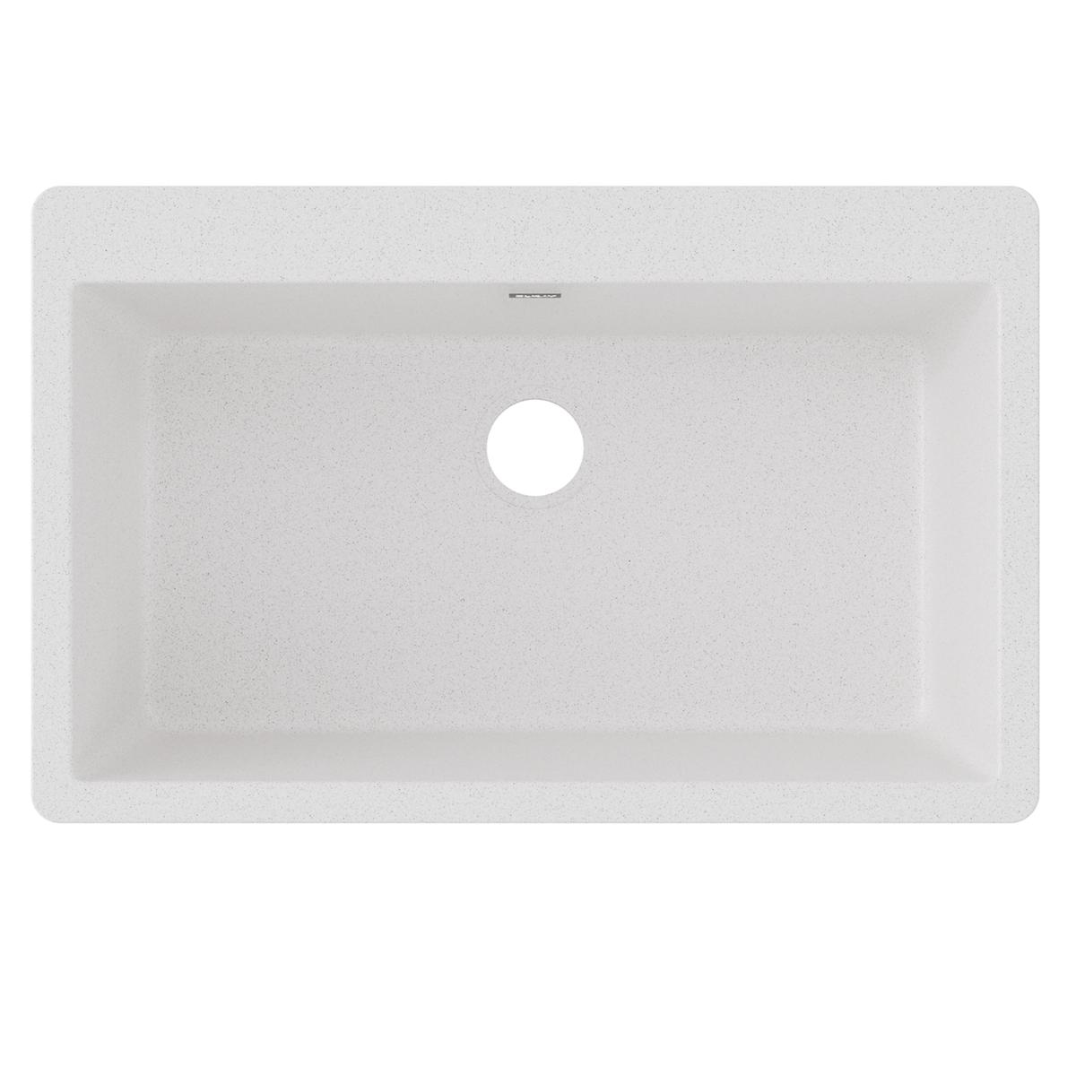 Elkay Quartz Classic 33" Drop In/Topmount Quartz Kitchen Sink, White, 5 Pre-scored Faucet Holes, ELGR13322WH0