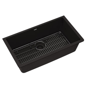 Alternate Image for Elkay Quartz Classic 33" Undermount Quartz Kitchen Sink Kit, Black, ELGRU13322BK0C