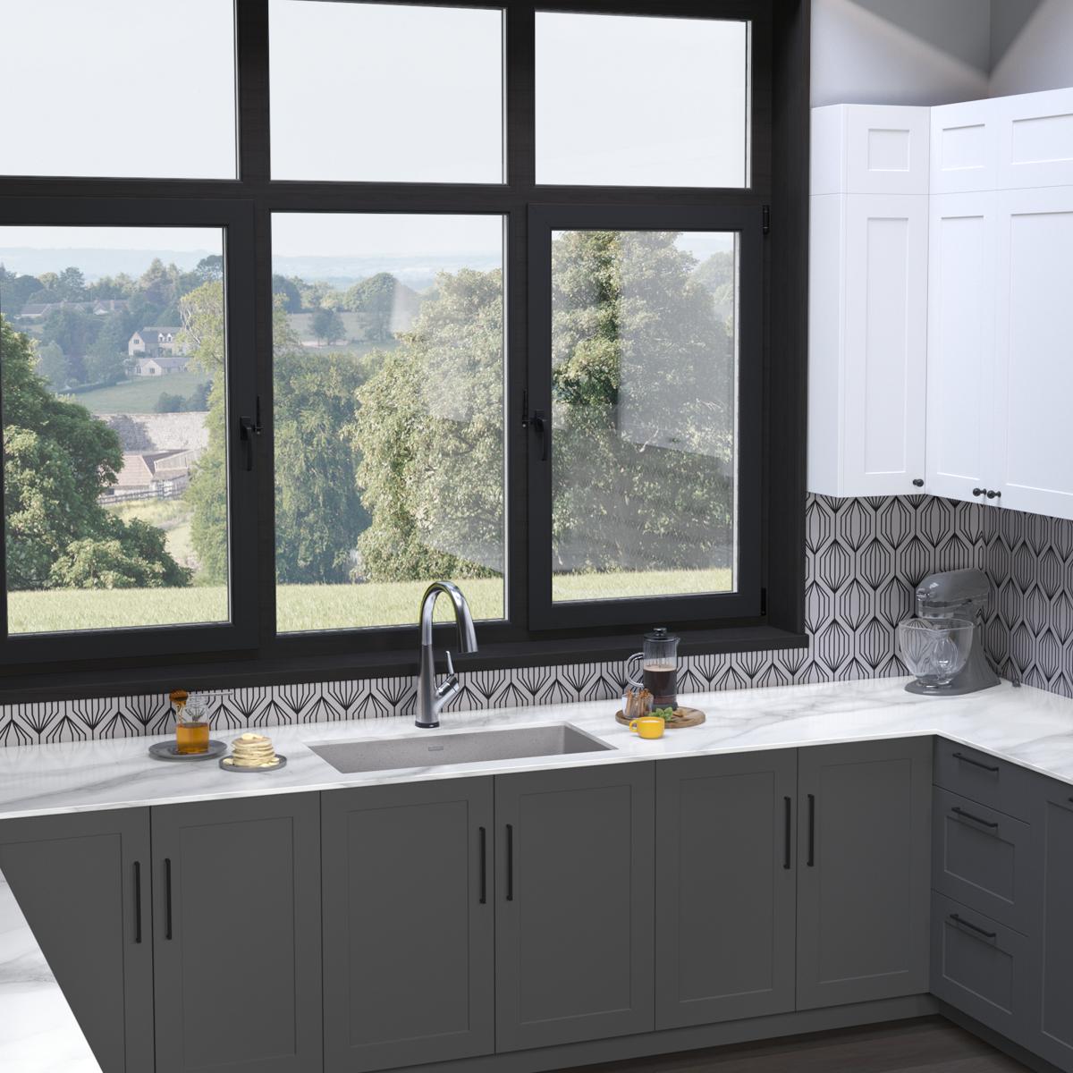 Elkay Quartz Classic 33" Undermount Quartz Kitchen Sink Kit with Faucet, Single Bowl Greystone, ELGRU13322GSFLC