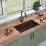Elkay Quartz Classic 33" Undermount Quartz Kitchen Sink Kit with Faucet, Single Bowl Mocha, ELGRU13322MCFLC