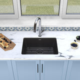 Elkay Quartz Classic 25" Undermount Quartz Kitchen Sink Kit with Faucet, Single Bowl Black, ELGU2522BK0FLC