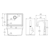 Elkay Quartz Classic 25" Undermount Quartz Kitchen Sink Kit with Faucet, Single Bowl Mocha, ELGU2522MC0FLC