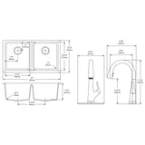 Elkay Quartz Classic 33" Undermount Quartz Kitchen Sink Kit with Faucet, 50/50 Double Bowl, White, ELGU3322WH0FLC
