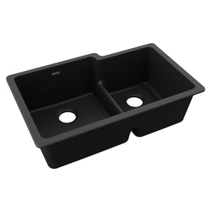 Alternate Image for Elkay Quartz Classic 33" Undermount Quartz Kitchen Sink, 60/40 Double Bowl, Black, ELGULBO3322BK0