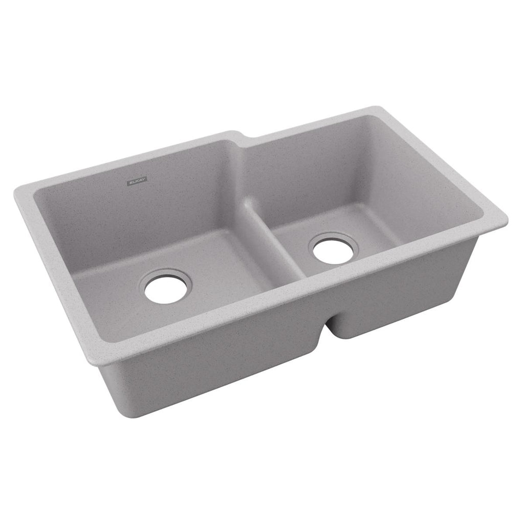 Elkay Quartz Classic 33" Undermount Quartz Kitchen Sink, 60/40 Double