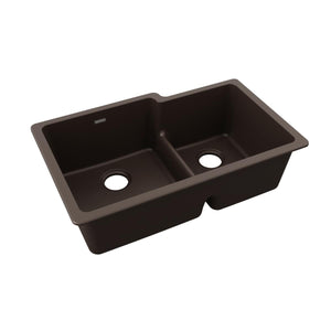 Alternate Image for Elkay Quartz Classic 33" Undermount Quartz Kitchen Sink, 60/40 Double Bowl, Mocha, ELGULBO3322MC0