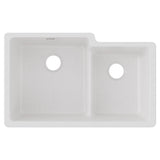 Elkay Quartz Classic 33" Undermount Quartz Kitchen Sink, 60/40 Double Bowl, White, ELGULBO3322WH0