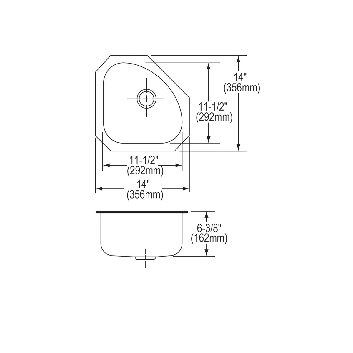 Elkay Lustertone Classic 14" Undermount Stainless Steel Kitchen Sink, Lustrous Satin, 18 Gauge, ELUH1111