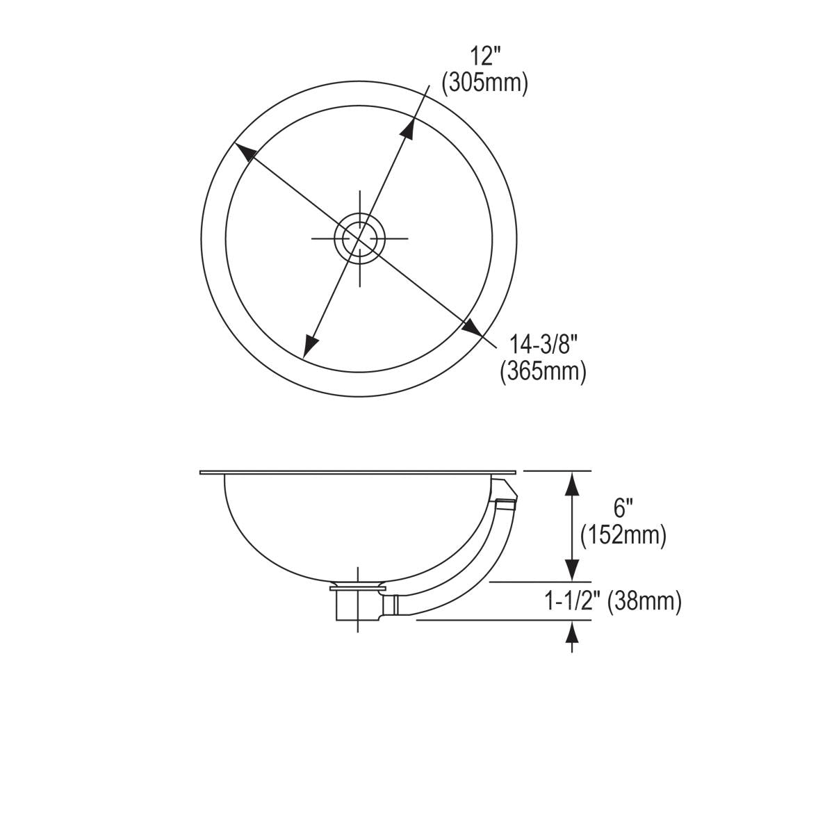 Elkay 14" Round Undermount CuVerro Antimicrobial Copper ADA Bathroom Sink, Lustrous Satin, ELUH12LV-CU