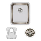 Elkay Lustertone Classic 16" Undermount Stainless Steel Kitchen Sink Kit, Lustrous Satin, 18 Gauge, ELUH1316DBG