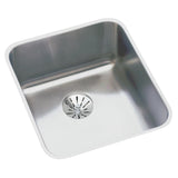 Elkay Lustertone Classic 16" Undermount Stainless Steel Kitchen Sink Kit, Lustrous Satin, 18 Gauge, ELUH1316PDBG