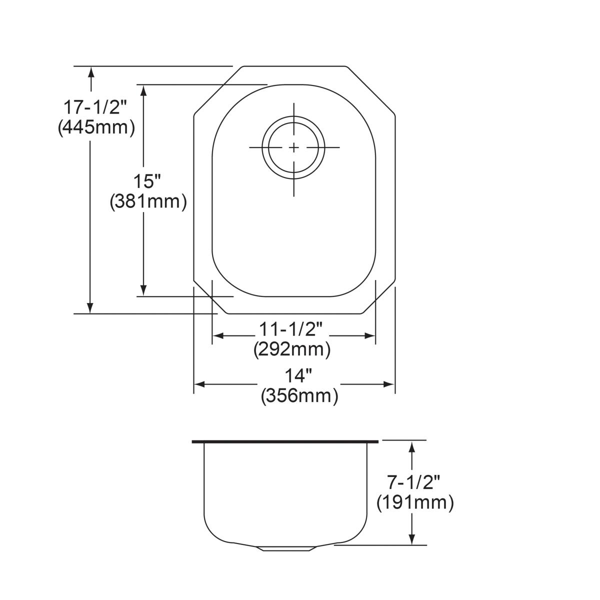 Elkay Lustertone Classic 14" Undermount Stainless Steel Kitchen Sink Kit, Lustrous Satin, 18 Gauge, ELUH1317DBG