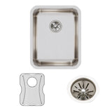 Elkay Lustertone Classic 17" Undermount Stainless Steel Kitchen Sink Kit, Lustrous Satin, 18 Gauge, ELUH1418DBG