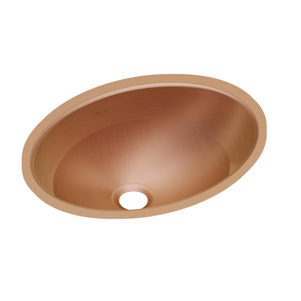 Elkay 18" Elliptical Undermount CuVerro Antimicrobial Copper ADA Bathroom Sink, Lustrous Satin, ELUH1511-CU