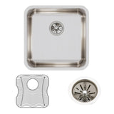 Elkay Lustertone Classic 19" Undermount Stainless Steel Kitchen Sink Kit, Lustrous Satin, 18 Gauge, ELUH1616DBG