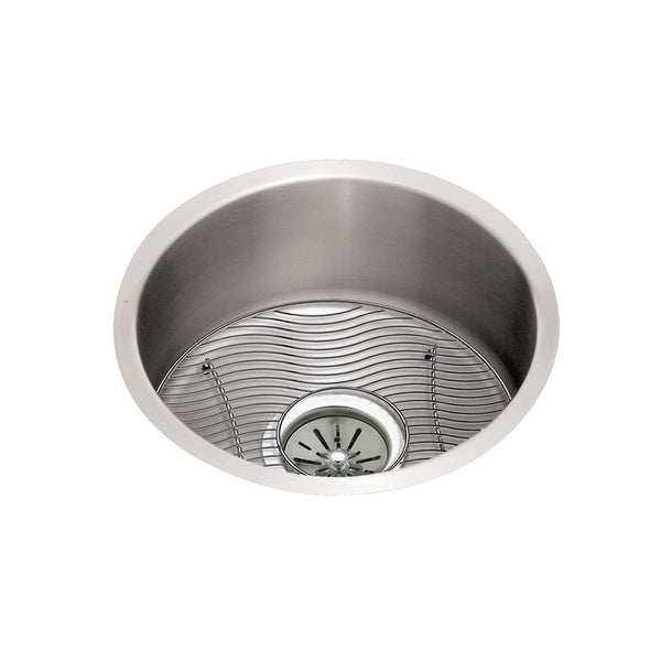 Elkay Lustertone Classic 18" Undermount Stainless Steel Kitchen Sink Kit, Lustrous Satin, 18 Gauge, ELUH16FBDBG