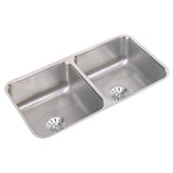 Elkay Lustertone Classic 32" Undermount Stainless Steel Kitchen Sink, 50/50 Double Bowl, Lustrous Satin, 18 Gauge, ELUH3116PD