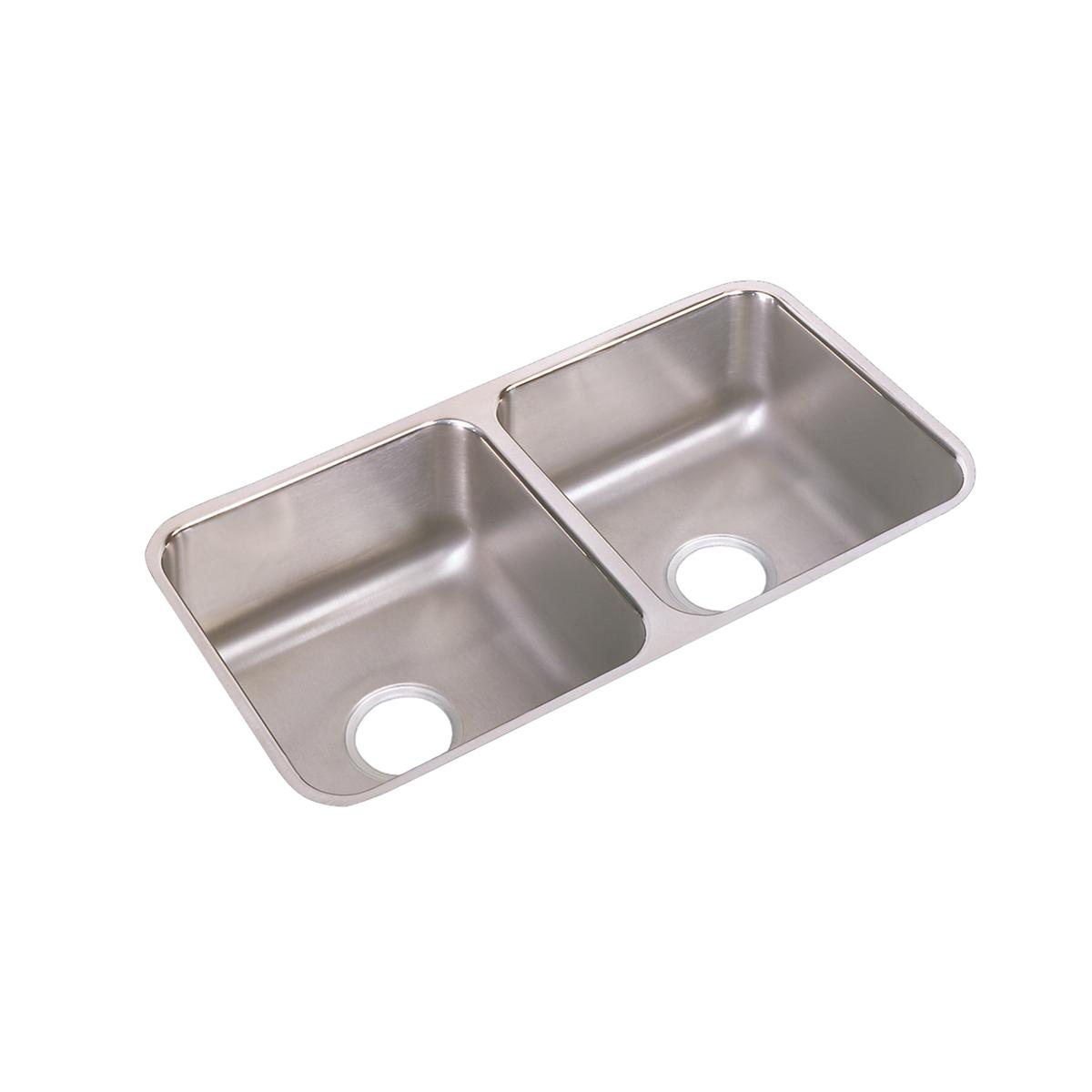 Elkay Lustertone Classic 32" Undermount Stainless Steel Kitchen Sink Kit, 50/50 Double Bowl, Lustrous Satin, 18 Gauge, ELUH3116DBG