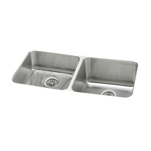 Alternate Image for Elkay Lustertone Classic 31" Undermount Stainless Steel Kitchen Sink Kit, 50/50 Double Bowl, Lustrous Satin, 18 Gauge, ELUH311810LDBG