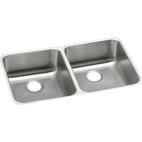 Elkay Lustertone Classic 31" Undermount Stainless Steel Kitchen Sink, 50/50 Double Bowl, Lustrous Satin, 18 Gauge, ELUH311810L