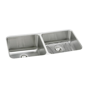 Alternate Image for Elkay Lustertone Classic 31" Undermount Stainless Steel Kitchen Sink Kit, 50/50 Double Bowl, Lustrous Satin, 18 Gauge, ELUH311810RDBG