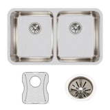 Elkay Lustertone Classic 31" Undermount Stainless Steel Kitchen Sink Kit, 50/50 Double Bowl, Lustrous Satin, 18 Gauge, ELUH311810RDBG