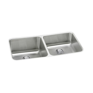 Alternate Image for Elkay Lustertone Classic 31" Undermount Stainless Steel Kitchen Sink, 50/50 Double Bowl, Lustrous Satin, 18 Gauge, ELUH311810RPD