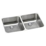 Elkay Lustertone Classic 31" Undermount Stainless Steel ADA Kitchen Sink, 50/50 Double Bowl, Lustrous Satin, 18 Gauge, ELUHAD311845PD