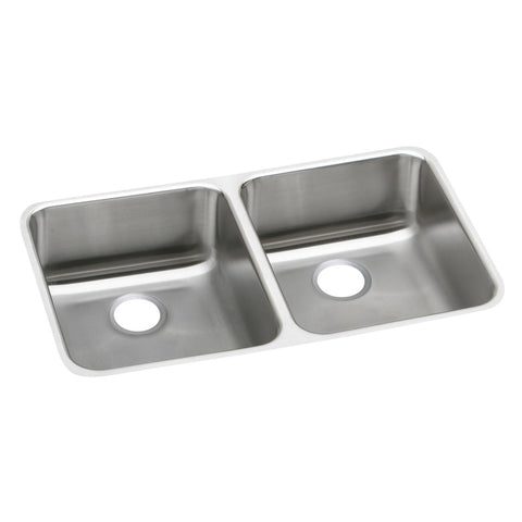 Elkay Lustertone Classic 31" Undermount Stainless Steel ADA Kitchen Sink, 50/50 Double Bowl, Lustrous Satin, 18 Gauge, ELUHAD311850