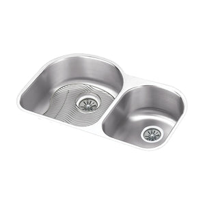 Alternate Image for Elkay Lustertone Classic 31" Undermount Stainless Steel Kitchen Sink Kit, 60/40 Double Bowl, Lustrous Satin, 18 Gauge, ELUH311910RDBG