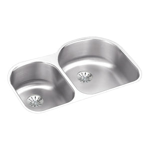 Alternate Image for Elkay Lustertone Classic 31" Undermount Stainless Steel Kitchen Sink, 40/60 Double Bowl, Lustrous Satin, 18 Gauge, ELUH3119LPD