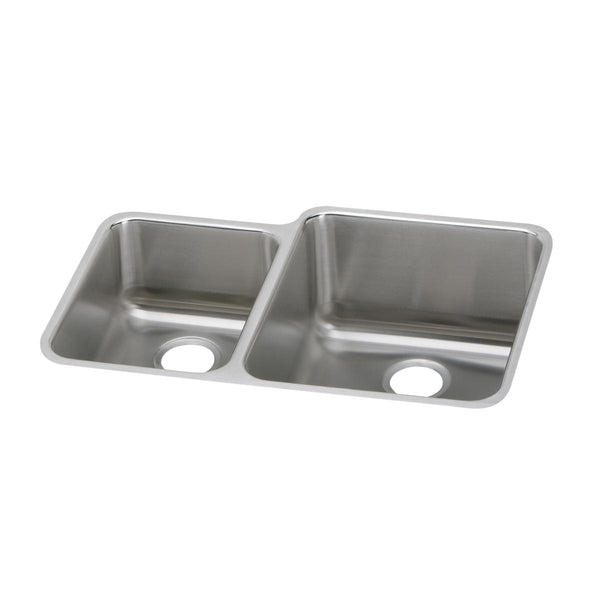 Elkay Lustertone Classic 31" Undermount Stainless Steel Kitchen Sink, 40/60 Double Bowl, Lustrous Satin, 18 Gauge, ELUH3121L