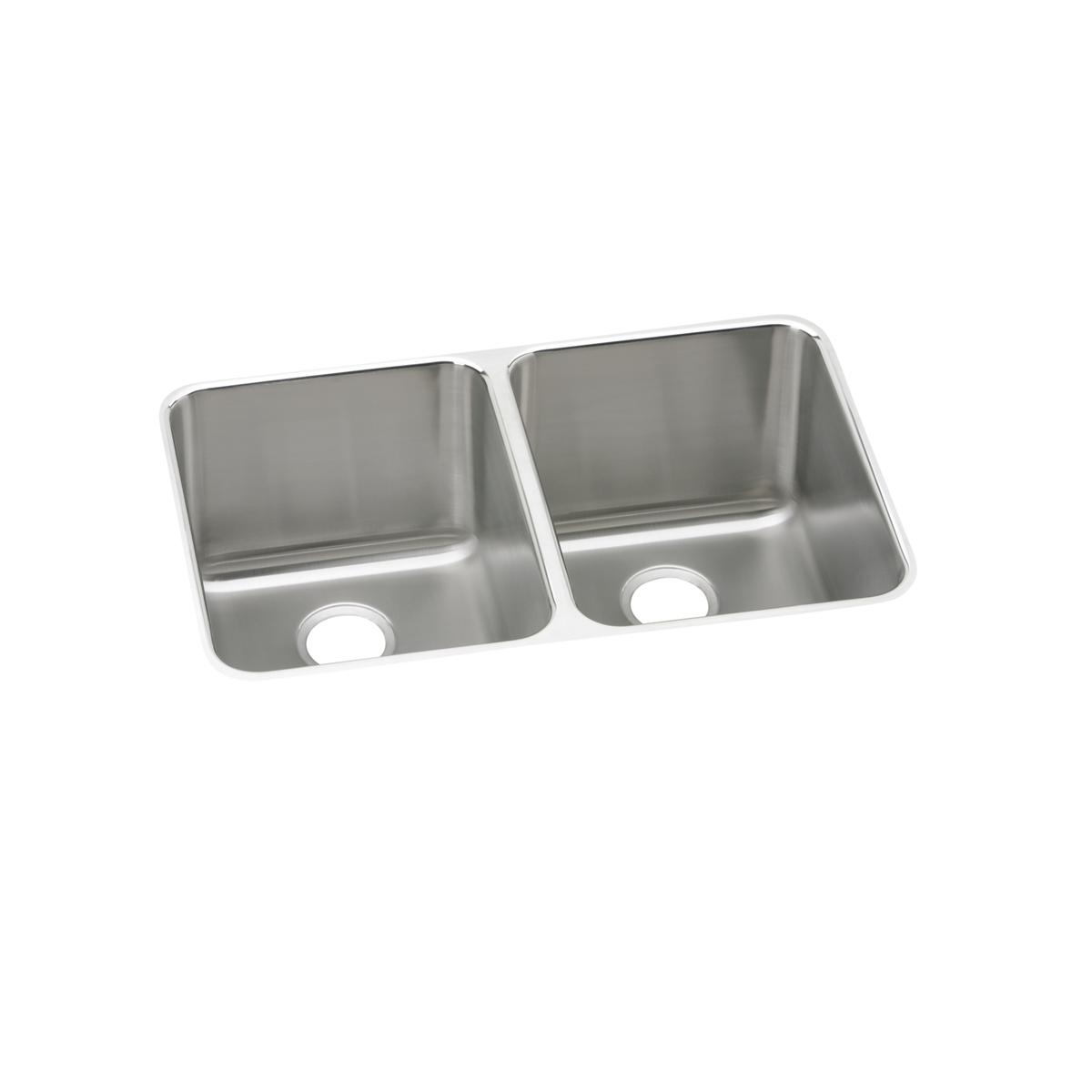 Elkay Lustertone Classic 31" Undermount Stainless Steel Kitchen Sink, 50/50 Double Bowl, Lustrous Satin, 18 Gauge, ELUH3220